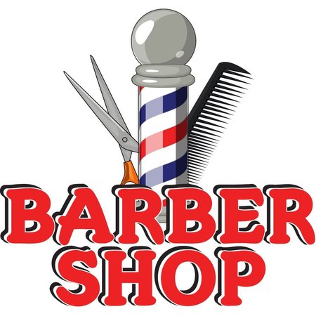 SIGNMISSION BARBER SHOP Concession Decal sign cart trailer stand sticker equipment, D-DC-8-Barber Shop D-DC-8-Barber Shop